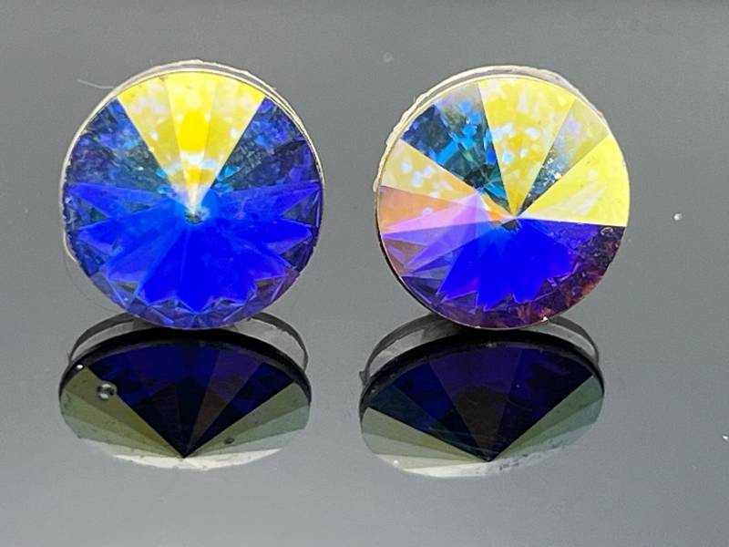 Swarovski Kristall Ab Rivoli Ohrstecker 12 Mm 925 Sterling Silber Funkelnder Schmuck von VestaJewelry