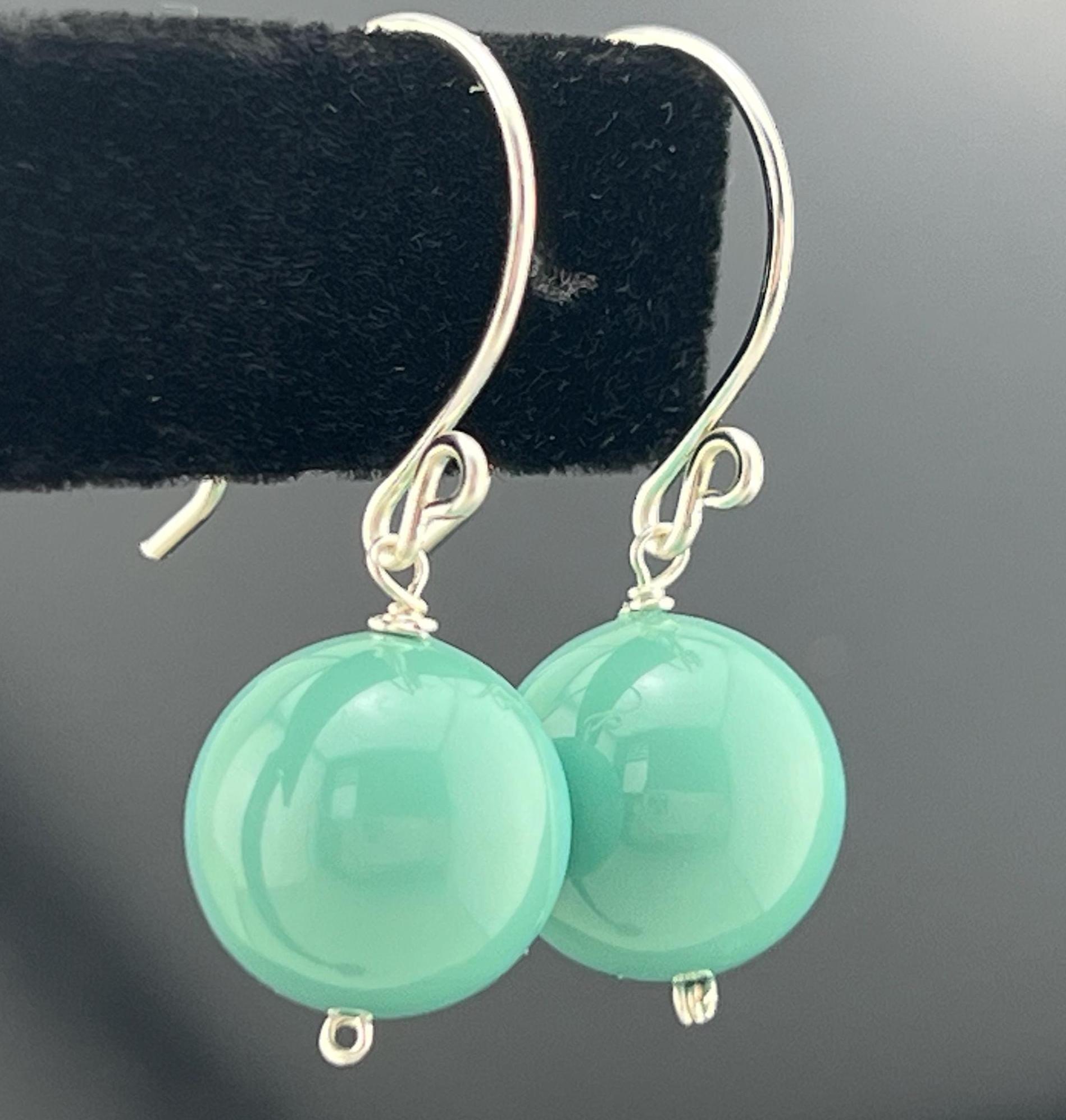 Swarovski Crystal Jade Grün Ohrringe 925 Sterling Silber Gemcolors-Kollektion von VestaJewelry