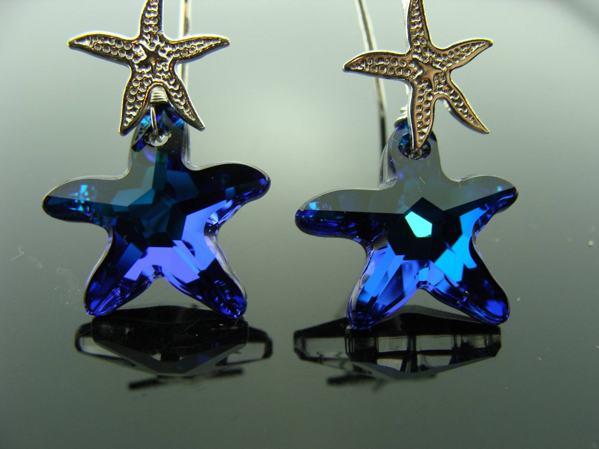 Swarovski Kristall Seestern Ohrringe Bermuda Blau 925 Sterling Silber Ocean Beach Schmuck Geschenk Für Sie von VestaJewelry