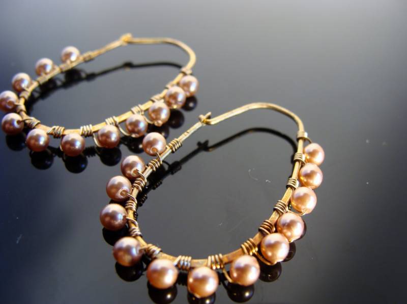 Swarovski Perlen Creolen 925 Sterling Silber Vermeil von VestaJewelry