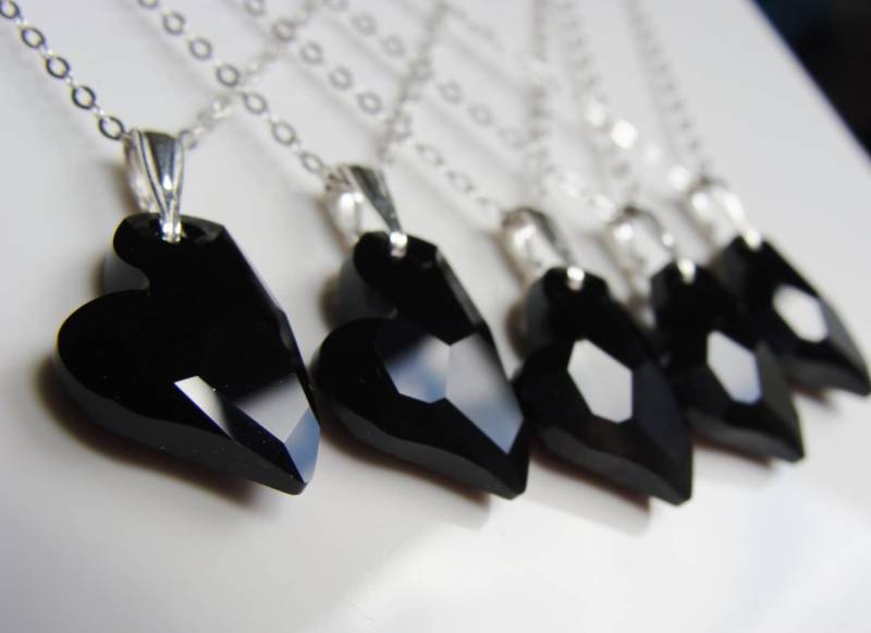 Swarovski Black Devoted To You Herz-Anhänger-Halskette 925 Sterlingsilber Crystal Heart Jewelry von VestaJewelry