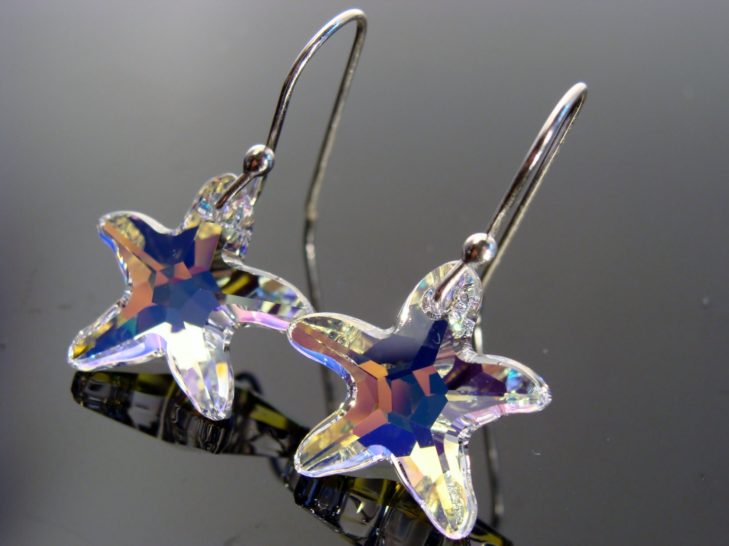 Swarovski Seestern Ohrringe Ab Kristall 925 Sterling Silber Ozean Inspiriert Schmuck Strand von VestaJewelry