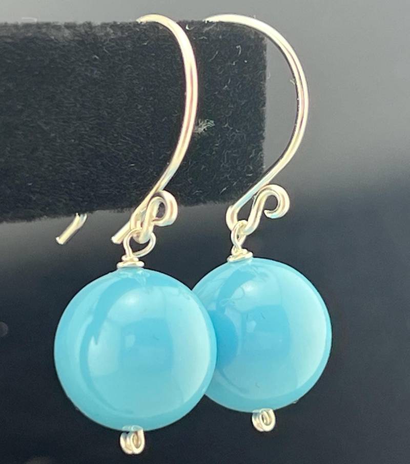 Türkisfarbene Swarovski-Kristallohrringe Gem Colors Kollektion Sterling Silber Oder 14K Gold Filled von VestaJewelry