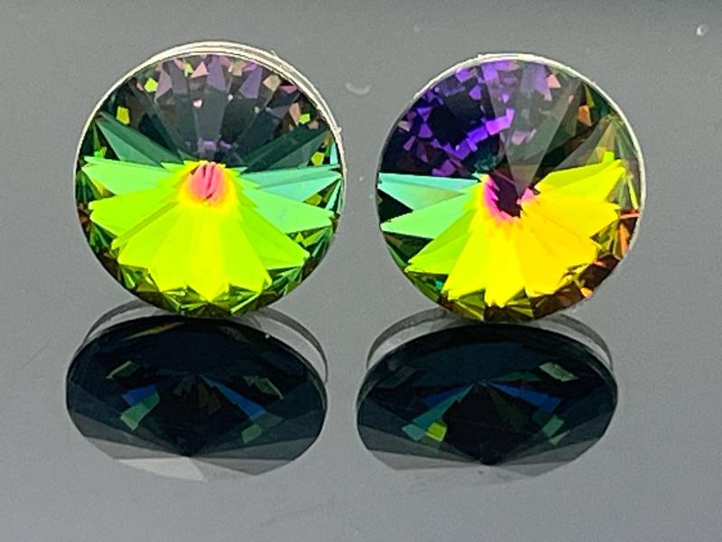 Vitrail Medium Swarovski Kristall Ohrstecker 12 Mm Rivoli 925 Sterlingsilber Beiträge Rainbow Sparkle von VestaJewelry