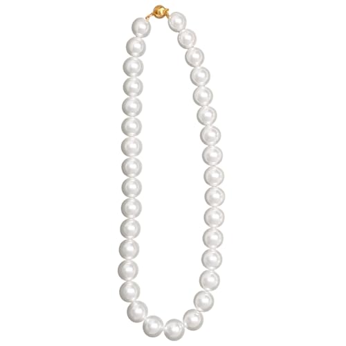 12 mm weiße Perlen-Anhänger für Damen, 45 cm lang, eleganter Schmuck mit Adsorptivverschluss von Vestamore