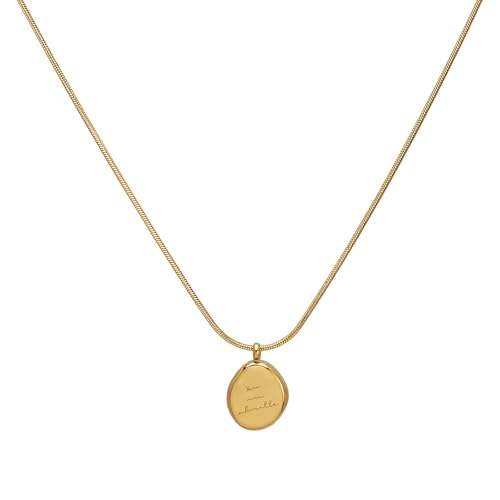 Elegante Halskette mit Buchstaben-Anhänger aus Titanstahl, verstellbare 46 cm lange Kette mit 18 Karat Goldbeschichtung von Vestamore