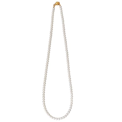 Halskette mit weißem Perlen-Anhänger für Damen, 4 mm lang, mit Adsorptivverschluss, eleganter Schmuck für besondere Anlässe von Vestamore