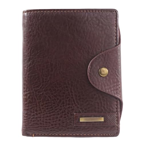 Herren-Geldbörse aus Vollnarbenleder, RFID-blockierend, vertikale Faltung mit sicherem Knopfverschluss, schlankes und klassisches Design für Reisen und den täglichen Gebrauch von Vestamore