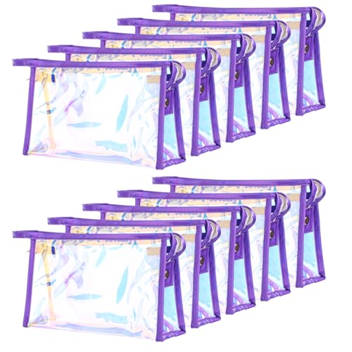 Make-up-Taschen, Geschenk für Junggesellinnenabschiede, schillernde, klare tragbare Kosmetiktaschen mit Reißverschluss, holografisch, wasserdicht, 10 Stück von Vestamore