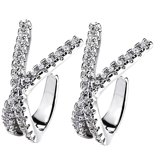 Ohrclip für Damen, Schmuckgeschenk, Zirkon-Kreuz, zierliche Ohrmanschette, bequem den ganzen Tag, kein Piercing erforderlich Ohrclip für Damen, Schmuckgeschenk, Zirkon-Kreuz, zierliche Ohrmanschette, bequem den ganzen Tag, kein Piercing erforderlich von Vestamore