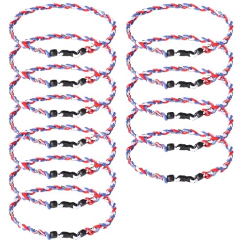 Set mit 12 Halsketten mit Baseball-Thema, 50 cm, Seil-Halskette für Erwachsene und Jugendliche, 3-farbiges Design, perfekt für Sport, Partys und Fans von Vestamore