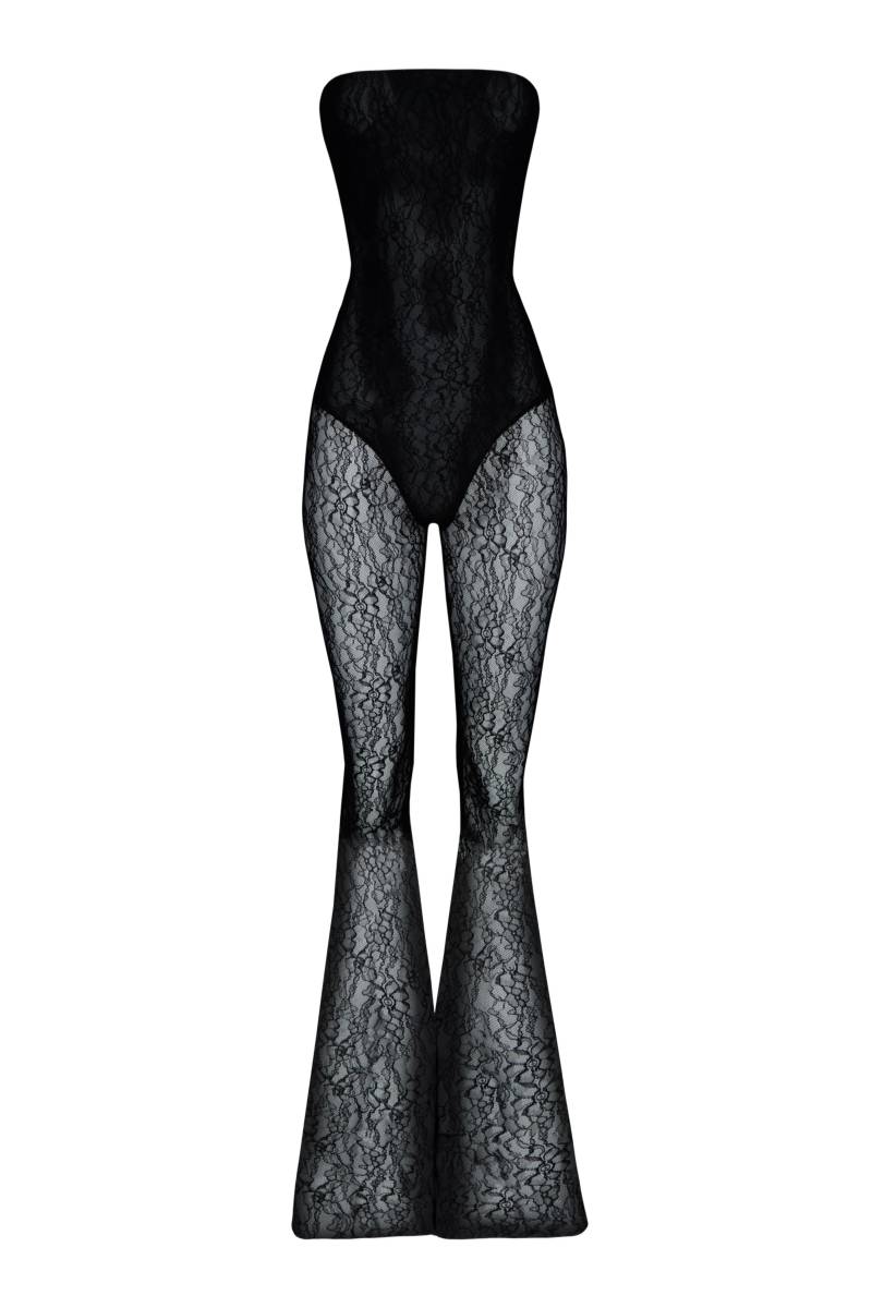 Vestiaire d'un Oiseau Libre | LACE FLARED JUMPSUIT | Women's Black Jumpsuits von Vestiaire d'un Oiseau Libre