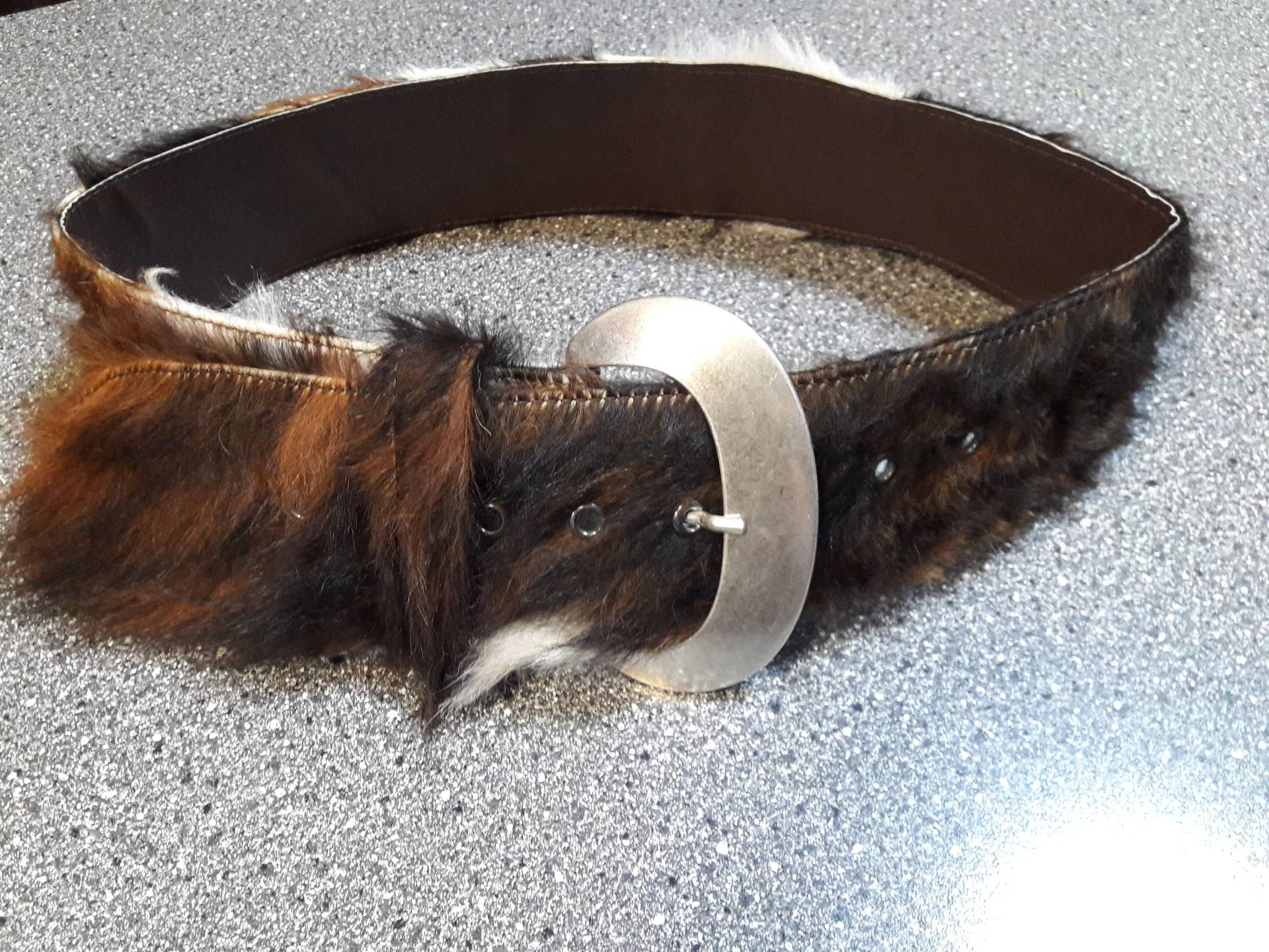 Exklusiver Hüft - Oder Taillen Gürtel, Echtes Leder, Kuhfell, Rindsfell Mit Ital. Designerschnalle, Silbern, Gebürstet, Unikat, Gr. 38-44 von Vestifex