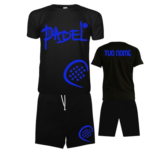 Vestipassioni Padel-Anzug für Herren, personalisierbar, atmungsaktiv, bestehend aus Trikot und Shorts mit Taschen, Padel-Bekleidung Made in Italy, Schwarz - Hellblau, L Vestipassioni Padel-Anzug für Herren, personalisierbar, atmungsaktiv, bestehend aus Trikot und Shorts mit Taschen, Padel-Bekleidung Made in Italy, Schwarz - Hellblau, L von Vestipassioni