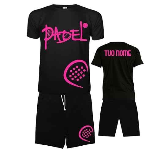 Vestipassioni Padel-Bekleidung für Herren: Personalisierbares T-Shirt und Shorts, Schwarz - Fuchsia, XL Vestipassioni Padel-Bekleidung für Herren: Personalisierbares T-Shirt und Shorts, Schwarz - Fuchsia, XL von Vestipassioni