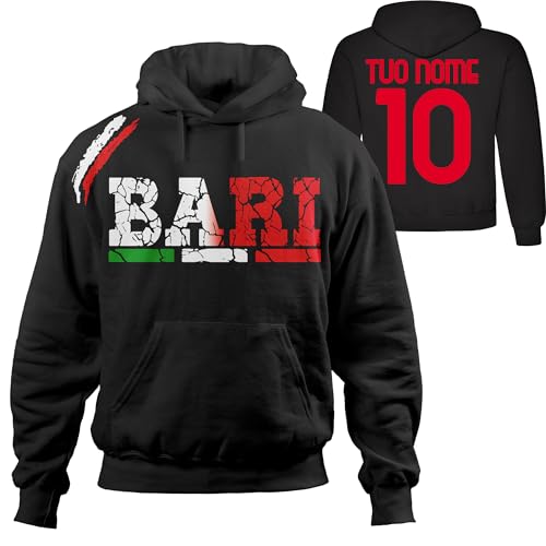 Vestipassioni Bari Sweatshirt mit Kapuze Sportfans Ultras Fußball Supporter Made in Italy, Schwarz , XXXL von Vestipassioni