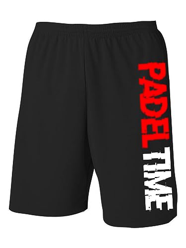 Vestipassioni Technische Padel Shorts mit Taschen, 8 Farben und 5 Größen, Roter weißer Schriftzug, L von Vestipassioni