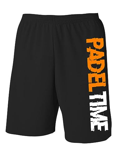 Vestipassioni Technische Shorts für Padel mit Taschen, 8 Farben und 5 Größen, Weißer orangefarbener Schriftzug, M von Vestipassioni