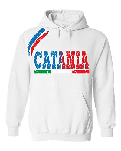 vestipassioni Sweatshirt Catania Kapuze Sport Tifosi Ultras Fußball Supporter Made in Italy, Weiß XL von Vestipassioni