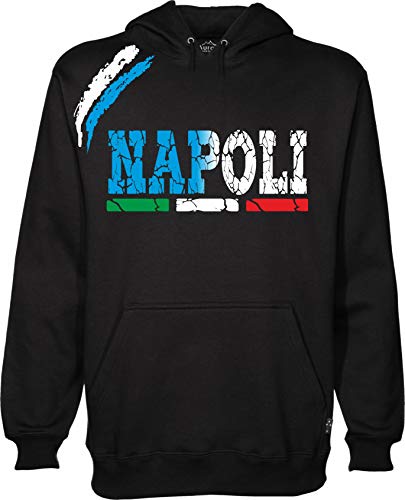 vestipassioni Sweatshirt Napoli Kapuze Sport Tifosi Ultras Fußball Supporter Made in Italy, Schwarz M von Vestipassioni