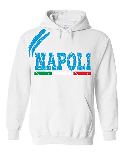 vestipassioni Sweatshirt Napoli Kapuze Sport Tifosi Ultras Fußball Supporter Made in Italy, Weiß S von Vestipassioni