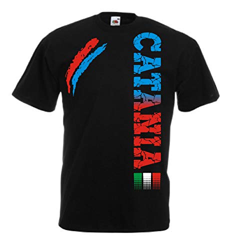 vestipassioni T-Shirt Catania T-Shirt Ultras Tifosi auch für Kinder, Logo, Schwarz XL von Vestipassioni