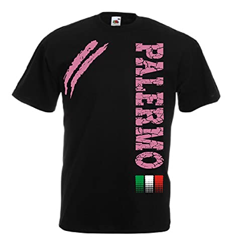 vestipassioni T-Shirt Palermo Tifosi italienische Stadt Sport auch für Kinder, Schwarz , Large von Vestipassioni