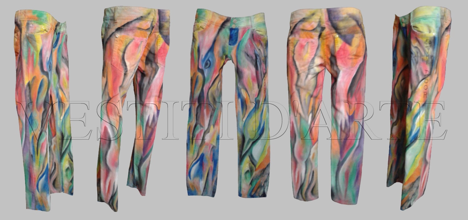 Handgemachte Bemalte Hose Herren Boho Jeans Einzigartige Geschenke Für Ihre Kleidung Personalisierte Vintage Plus Size Ideen Ihn Frauen Gypgy Hippie von Vestitidarte