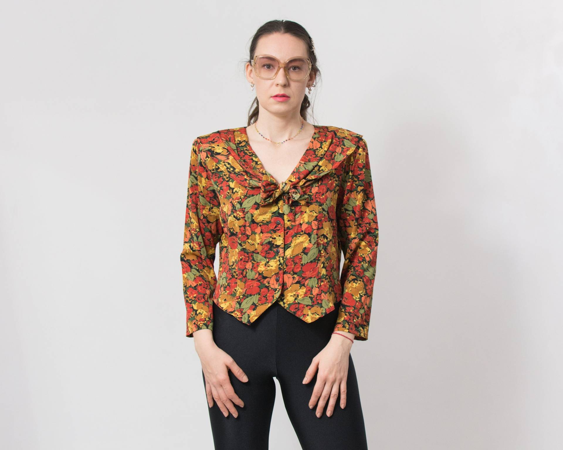 Vintage 80Er Jahre Blümchen Bluse Matrosenkragen Multi Color Damen Größe Xxl von VestiumConcept