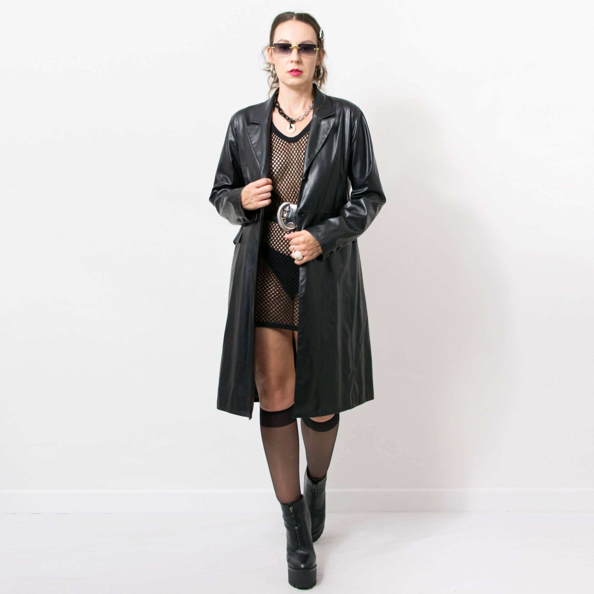 Vintage Vinyl Trench Kunstleder Mantel Damen Größe Xxl von VestiumConcept