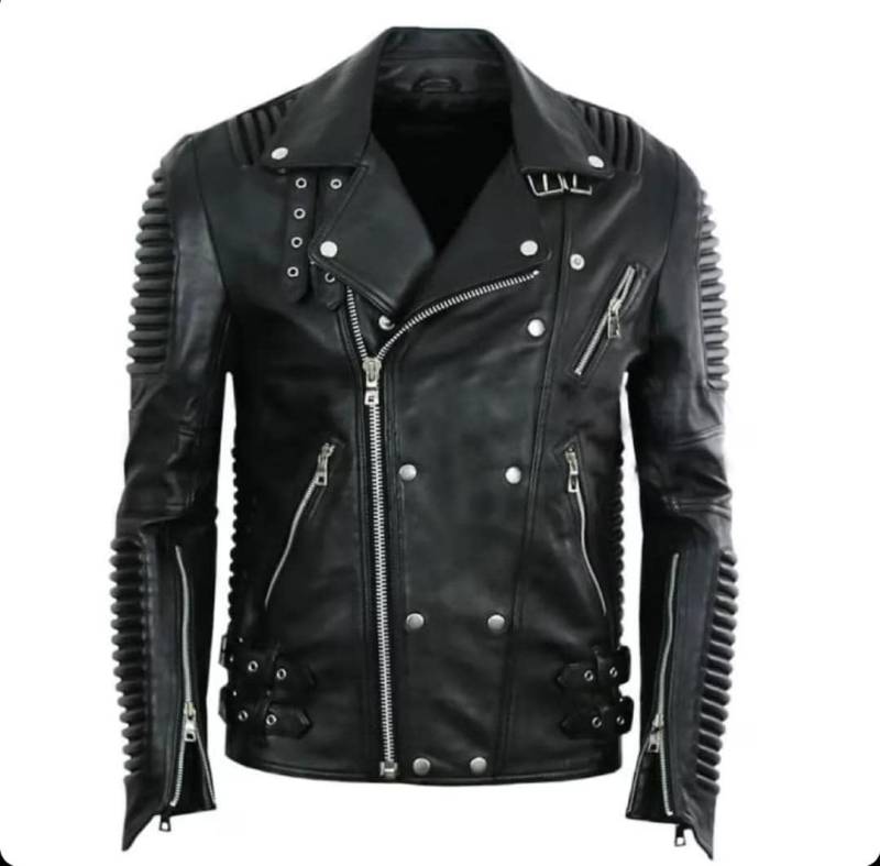 Schwarze Motorradjacke Aus Rindsleder Für Herren Schwarze Motorradjacke Aus Rindsleder Für Herren von VestiveDE