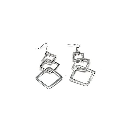 Vestopazzo Geflochtene Rauten-Ohrringe, handgefertigt aus 100% recyceltem Aluminium, AL17047, small, Aluminium, Keine von Vestopazzo