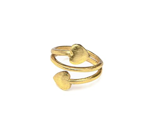 Vestopazzo Ring in Spiralform mit Herzen aus Messing. Nickel getestet. Handwerkliche Verarbeitung. Einheitsgröße verstellbar. DD15072, Messing, Kein Edelstein von Vestopazzo