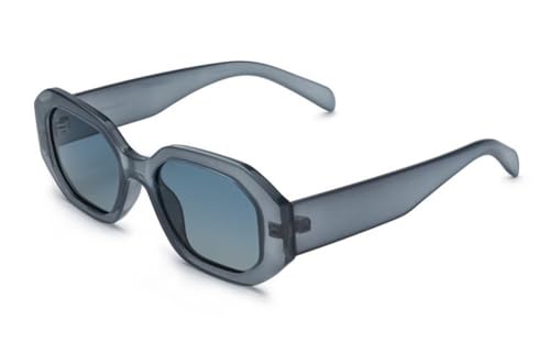 Vestopazzo Sonnenbrille sechseckig, länglich, transparenter blauer Rahmen mit blauen Gläsern. Unisex.S022, blau von Vestopazzo