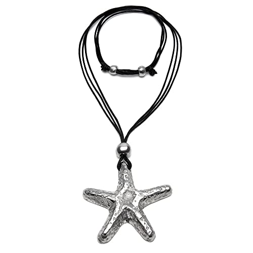 Vestopazzo Vlnet AL02212 Halskette mit verstellbarem Seestern-Anhänger | Größe des Anhängers 7 cm | Handgefertigt aus 100% recyceltem Aluminium | Nickelgeprüft | von Vestopazzo