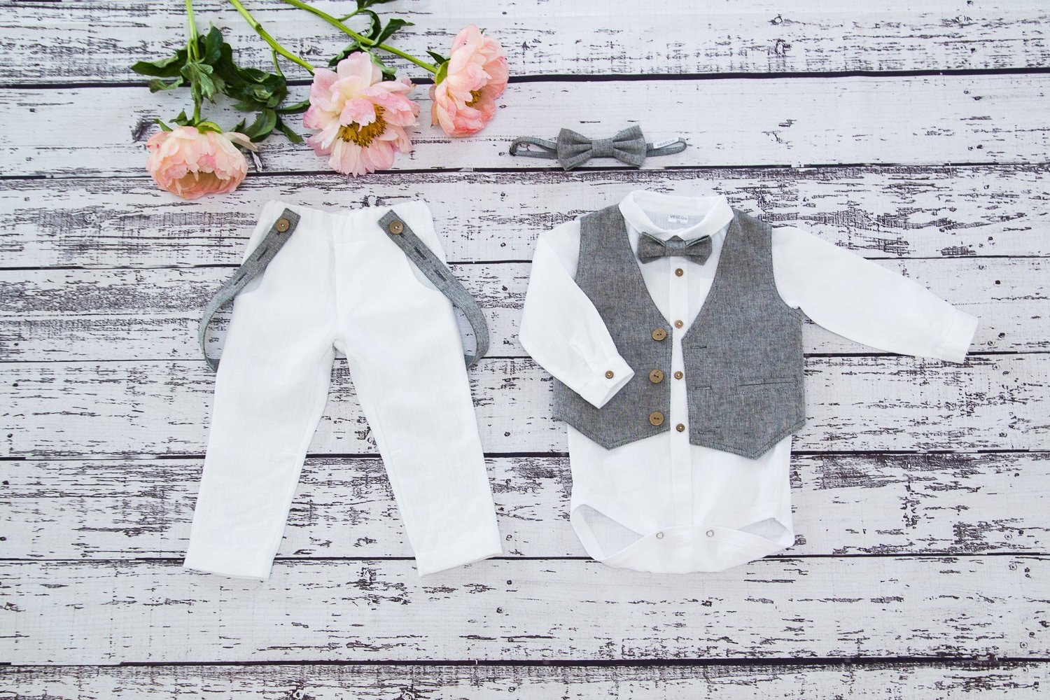 Bio Babykleidung, Boho Baby Blessing Outfit, Hochzeit Outfit von Vestos
