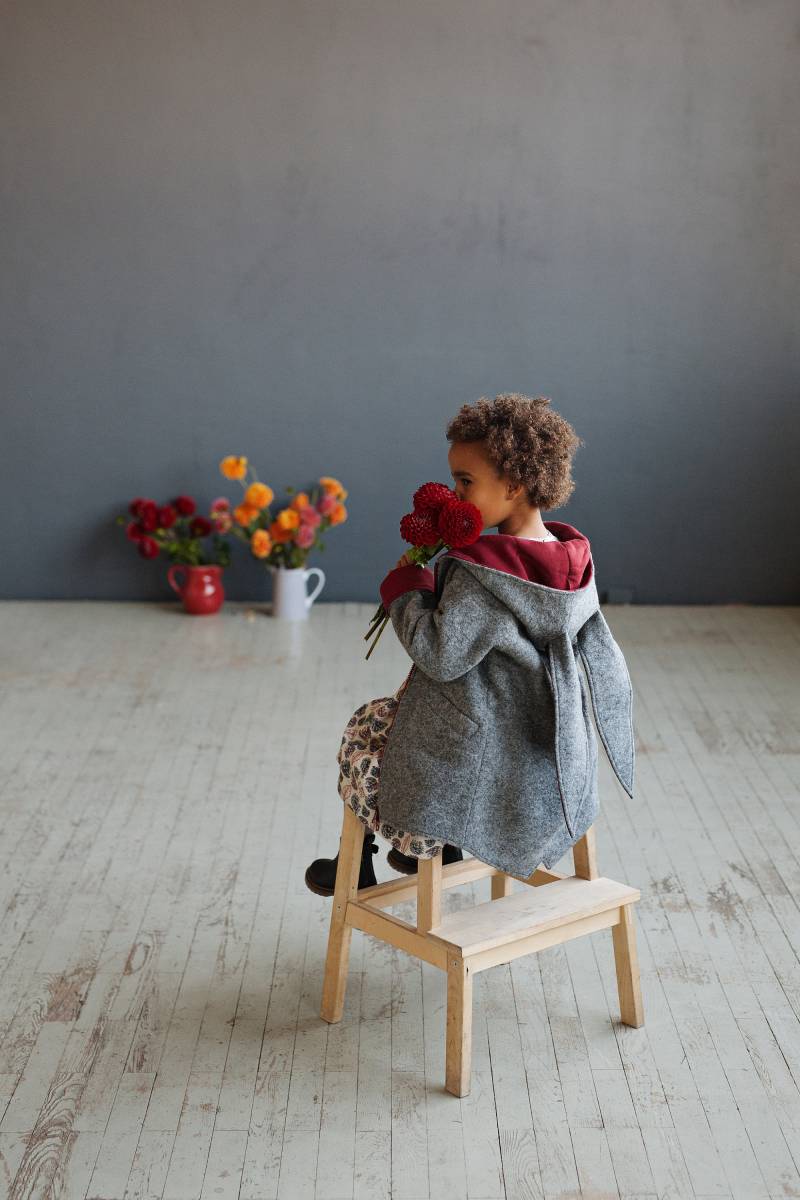 Hasen Mantel Mit Kapuze, Mädchenjacke, Wollmantel, Hoodie Ohren, Winter Wolljacke von Vestos