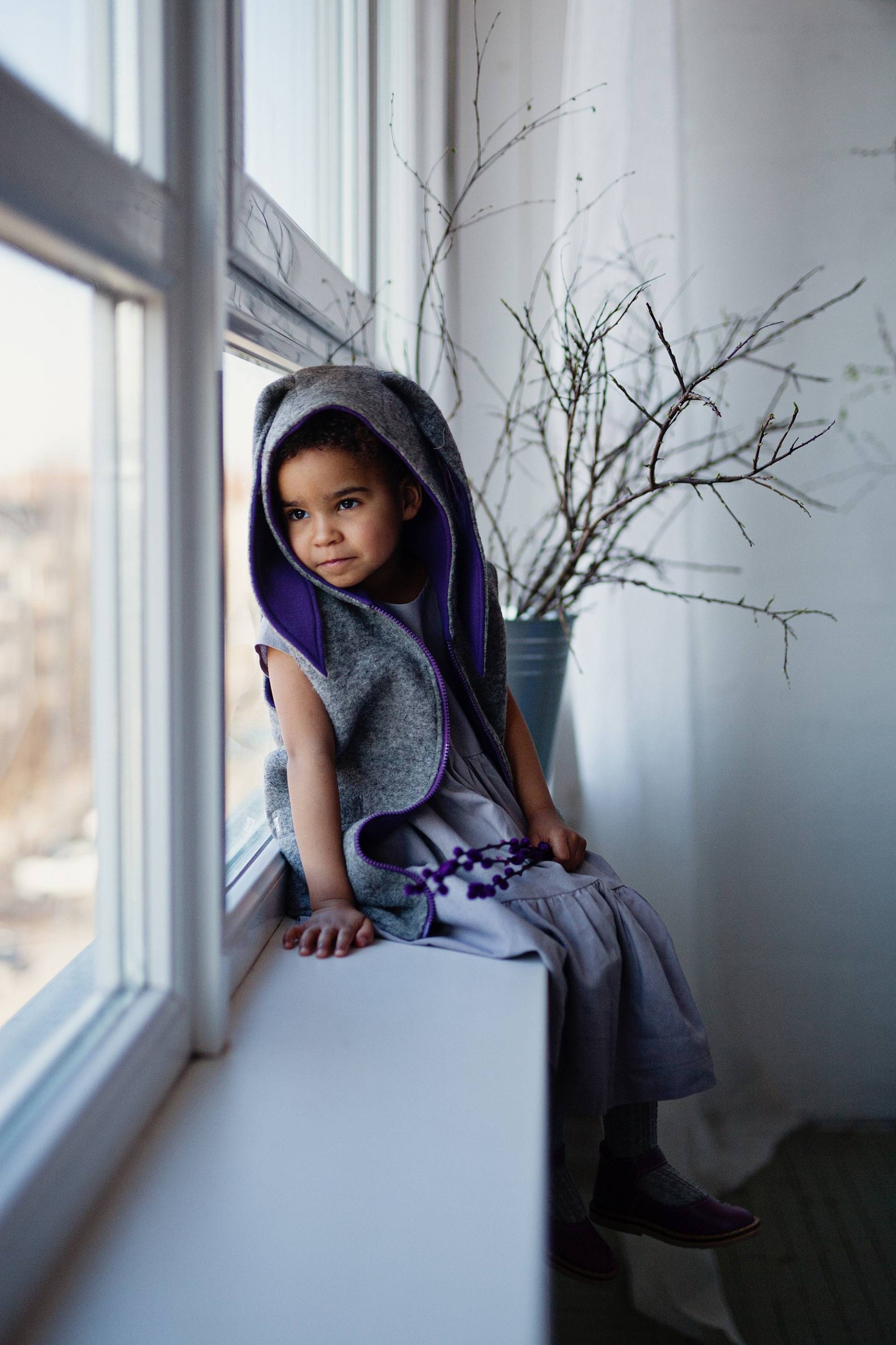 Wolle Weste, Hasen Ohren Hoodie, Ärmelloser Mantel von Vestos