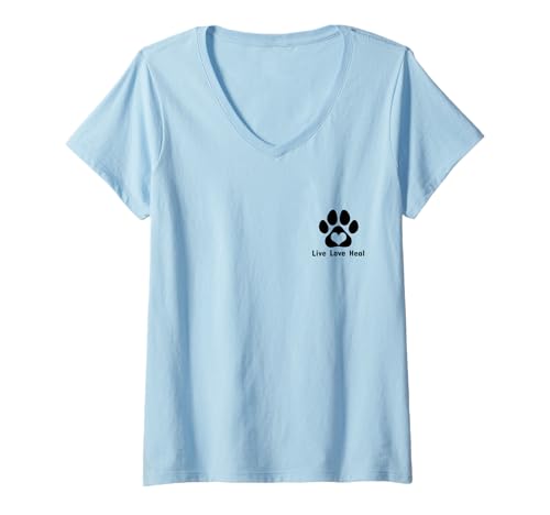 Damen Vet Tech Live Love Heal Hund Pfote Herz Tier Katzenliebhaber T-Shirt mit V-Ausschnitt Damen Vet Tech Live Love Heal Hund Pfote Herz Tier Katzenliebhaber T-Shirt mit V-Ausschnitt von Vet Tech Apparel & Gifts