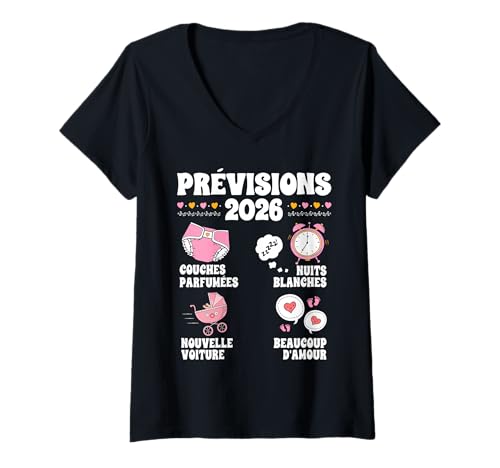 Damen Ankündigung Schwangerschaft Zukünftige Mama Vorhersage 2026 Schwanger T-Shirt mit V-Ausschnitt Damen Ankündigung Schwangerschaft Zukünftige Mama Vorhersage 2026 Schwanger T-Shirt mit V-Ausschnitt von Vêtements Annonce Grossesse 2026
