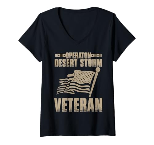 Damen Veteran Shirt Operation Desert Storm Tees Herren Damen USA T-Shirt mit V-Ausschnitt Damen Veteran Shirt Operation Desert Storm Tees Herren Damen USA T-Shirt mit V-Ausschnitt von Veteran Gift Tee