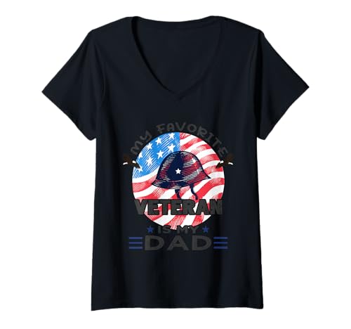 Damen Militärvater Mein Lieblingsveteran ist der Veteranentag meines Vaters T-Shirt mit V-Ausschnitt Damen Militärvater Mein Lieblingsveteran ist der Veteranentag meines Vaters T-Shirt mit V-Ausschnitt von Veterans Day Tees for Men Father Present