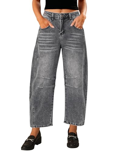 Vetinee Baggy Jeans Damen Y2K Damen Jeans Sommer Foxy Grau Größe XX-Large Passt EU Größe 50 bis EU Größe 52 von Vetinee