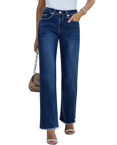 Vetinee Baggy Y2K Damen Jeans - Boyfriend Mom Straight Leg Basic Dunkel Blau - Größe Medium Passt EU 38 Bis 40 Vetinee Baggy Y2K Damen Jeans - Boyfriend Mom Straight Leg Basic Dunkel Blau - Größe Medium Passt EU 38 Bis 40 von Vetinee