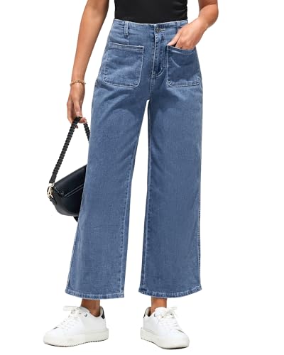 Vetinee Damen Jeans High Waist Jeans High Waist Damen Klassisch Blau Größe Medium Passt EU Größe 38 bis EU Größe 40 von Vetinee