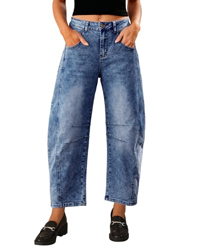 Vetinee Damen Jeans High Waist Jeans Mom Fit Damen Mitternachtsblau Größe Small Passend für EU Größe 34 bis EU Größe 36 von Vetinee