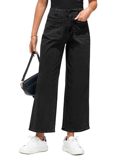 Vetinee Damen Jeans Schwarz Jeans Boyfriend Damen Gewaschenes Schwarz Größe Large Passt EU Größe 42 bis EU Größe 44 von Vetinee