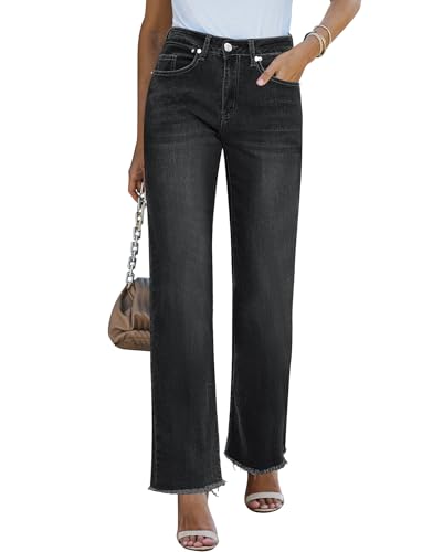 Vetinee Damen Jeans Schwarz Schwarze Baggy Jeans Baggy Jeans Schwarz Jeans Schwarz Damen High Waist High Waist Jeans Damen Schwarz Gewaschenes Schwarz Größe Medium Passt EU Größe 38 bis EU Größe 40 von Vetinee