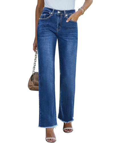 Vetinee Damen Jeans Sommer Jeans Damen Weit Y2K Jeans Baggy Denim Jeans Damen Jeans Große Größen Damen Straight Leg Jeans Damen Klassisch Blau Größe Medium Passt EU Größe 38 bis EU Größe 40 von Vetinee