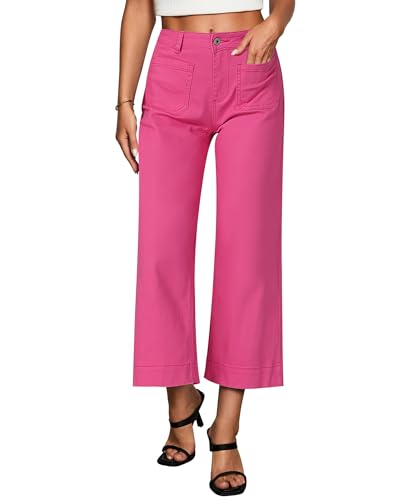 Vetinee Jeans Wide Leg Damen Yk2 Jeans Heißes Rosa Größe Large Passt EU Größe 42 bis EU Größe 44 von Vetinee
